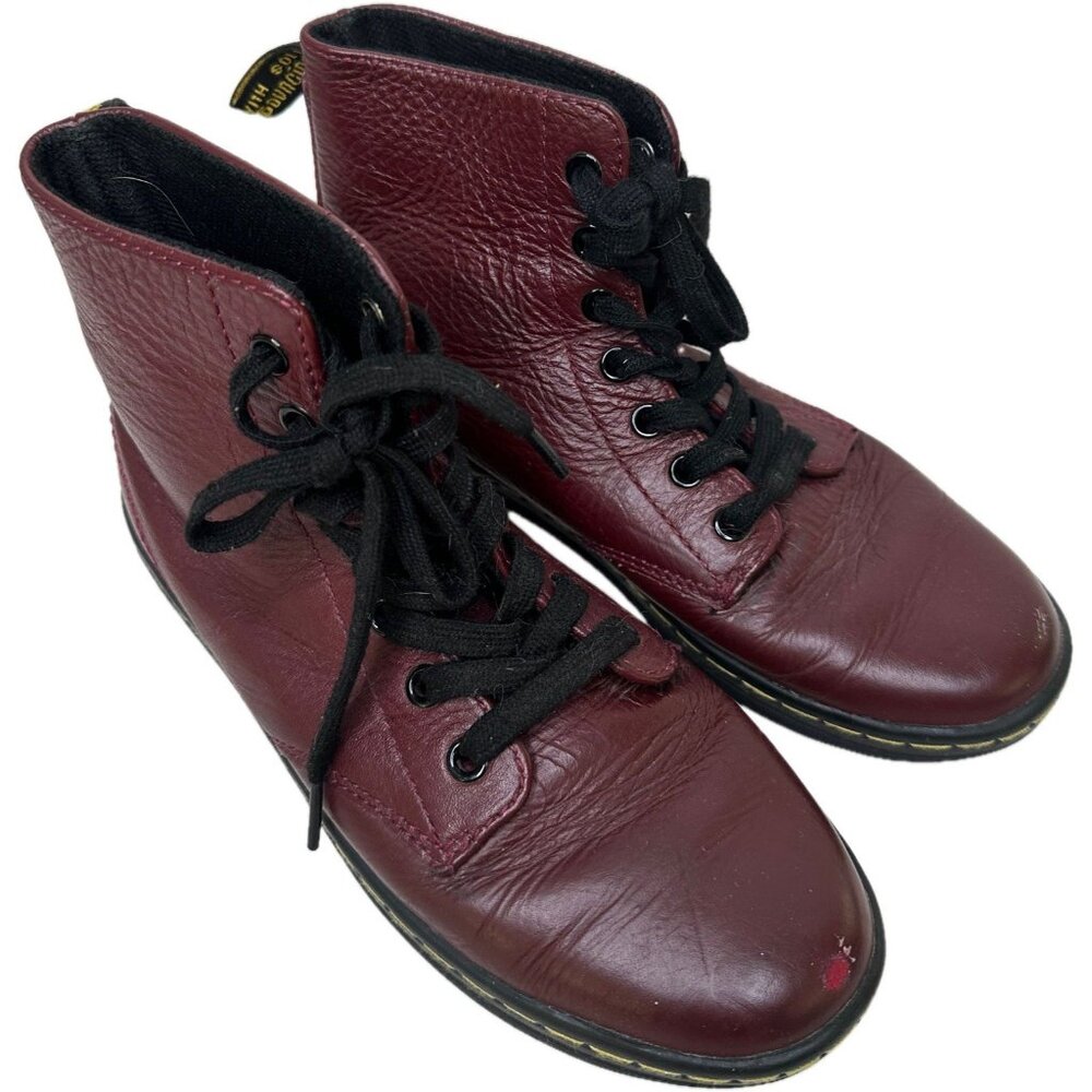 Dr. Martens Leyton Women's Oxblood Leather Combat Boots Size 6 Red Burgundy